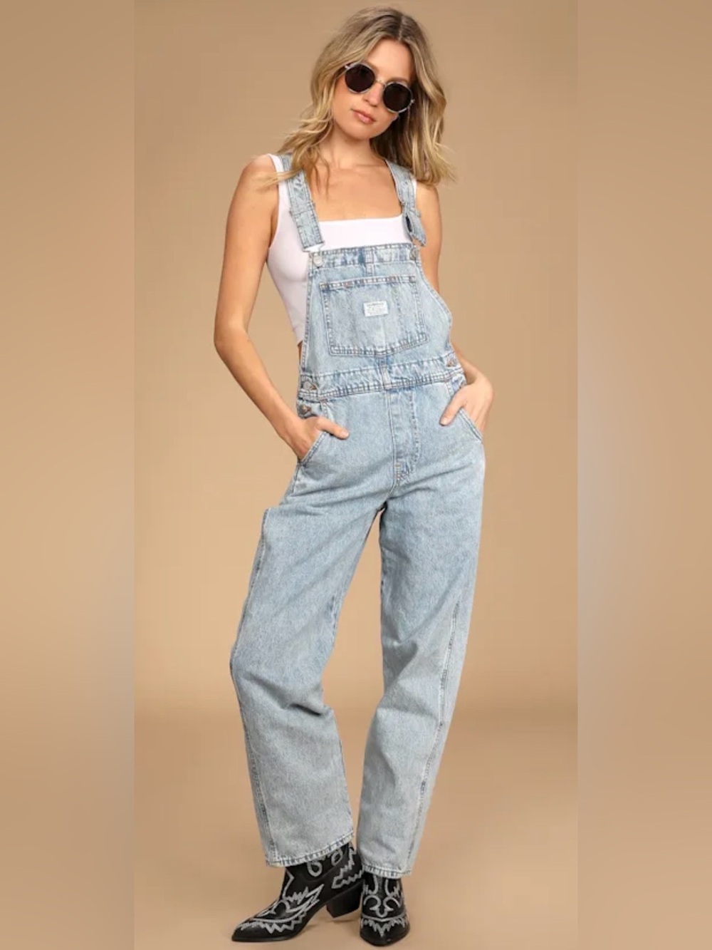 Levi's Two Horse Brand Overalls Women's S Denim Bib Overalls Light Wash